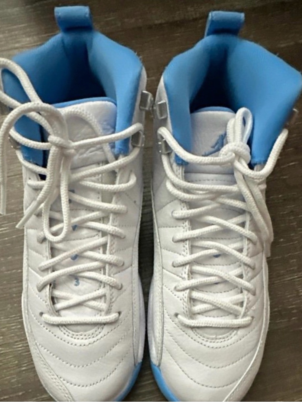 Jordan Kids White and Light Blue High-Top Sneakers